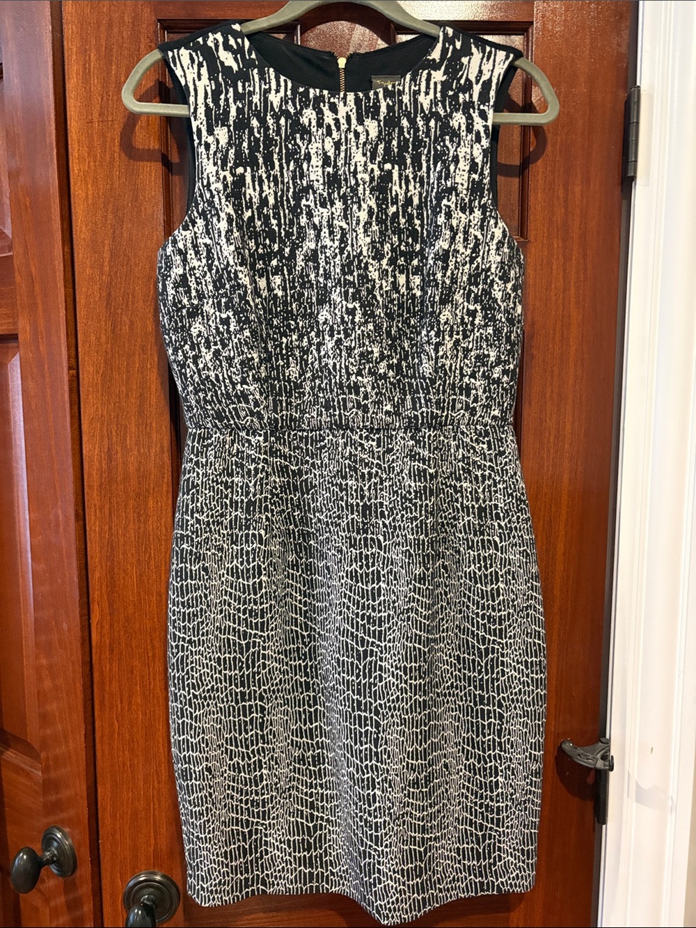 Taylor Black and White Textured Sheath Dress